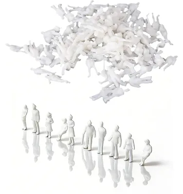 100 Miniaturfiguren 1:100, weiß, unbemalt, ABS-Kunststoff