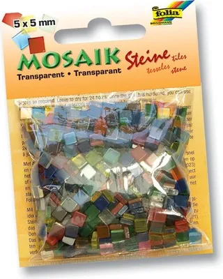 Produktbild von Folia 57109 Mosaiksteine aus Kunstharz, 5 x 5 mm, 20 Farben, mehrfarbig/transparent, 700-teilig (1 Set)