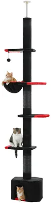 Obrázek produktu pro Katzenbaum, výškově nastavitelný, s několika platformami, model AMT0187BK, barva: černá