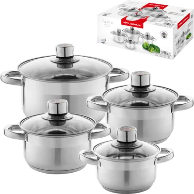 Obrázek produktu pro SADA hrnců 4 ks INDUKČNÍ sada hrnců STAINLESS STEEL s poklicí FLORINA PABLO