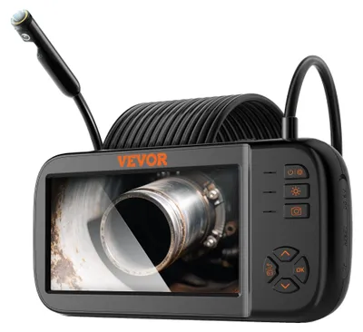 Produktbild von VEVOR Dreilinsen-Endoskopkamera, 11,4 cm IPS-Bildschirm Inspektionskamera mit 1080P-Objektiv, halbsteifes Schlangenkabel, 8 Lichter, 2860 mAh Akku, wasserdichtes Endoskop für Auto, Wand, Abfluss, Quadrat
