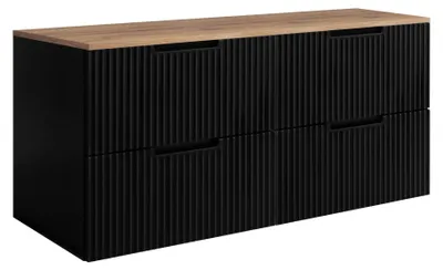 Obrázek produktu pro RODAN | Skříňka pod umyvadlem - Černá a Hnědá - 160 cm - 4 Zásuvky s tichým dovíráním - Nástěnná koupelnová skříňka