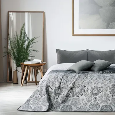 Produktbild von Tagesdecke Bettüberwurf Allzweckdecke Wohndecke Wendedesign Alhambra 170x210 Grau