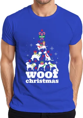 Produktbild von Woof Christmas Hunde Weihnachtsbaum Hundebesitzer - Weihnachten Weihnachtsgeschenk Herren T-Shirt, Blau, 3XL
