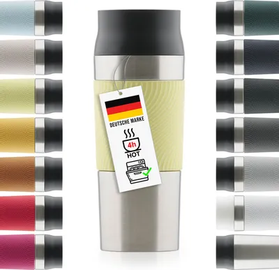 Produktbild von Blumtal Thermobecher Classic aus Edelstahl 350ml - auslaufsicher Kaffeebecher to go, Isolierbecher hält 4h heiß/ 8h kalt, 360° Trinköffnung, Easy Quick-Press-Verschluss, New Yellow - Gelb