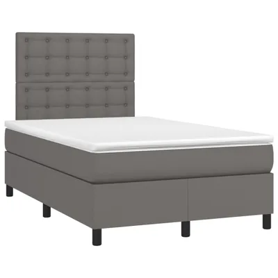 Produktbild von vidaXL Boxspringbett mit Matratze Grau 120x190 cm Kunstleder