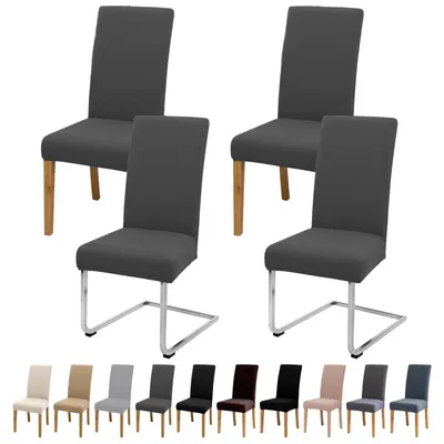 Produktbild von Stuhlhussen 4er Set, Stretch Stuhlbezug, Waschbar, Grau