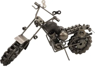 Obrázek produktu pro Vintage motocyklový ornament ze železa, dekorativní retro model motocyklu, ručně vyrobená kovová socha pro chlapce, stříbrná barva, velká velikost