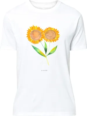 Produktbild von Mr. & Mrs. Panda Tshirt Blume Sonnenblume - Weiß - Geschenk, Lieblingsmensch, Garten, Sonnenblumen, T-Shirt mit Spruch, Best Friends, Lustiges, S, Shirt, Beste Freundin