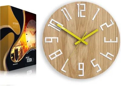 Produktbild von ModernClock, Wanduhr, Wohnzimmer, 33cm, große Wanduhr aus Eiche, Slim