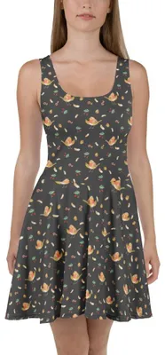 Produktbild von Mr. & Mrs. Panda Sommerkleid Rotkehlchen Federn XXXL - Grau - Geschenk, Lustige Sprüche, Vogel, fliegen, Spruch Mut, A-Linien-Kleid, Motivation, Damen-Sommerkleid, Kleid