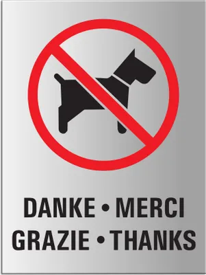Produktbild von Warnschild - Keine Hunde | 200 x 150 mm selbstklebend Aluminium silber matt eloxiert