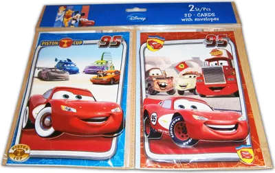 Produktbild von 2x 3D GRUßKARTE Disney mit 2x Umschläge Geburtstagkarte Einladung (Motiv: Cars)
