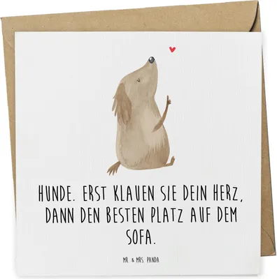Produktbild von Mr. & Mrs. Panda Glückwunschkarte Hund Liebe - Weiß - Geschenk, faltkarte, Grußkarte, Klappkarte, Herz, Hunde, anlasskarte, Süß, doppelkarte, Sprüche