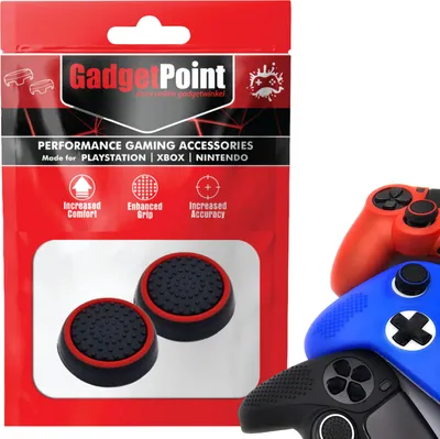 Produktbild von Thumbgrips - Thumb Grips voor PlayStation, PS5, Xbox X/S, One & Switch Pro Controller - Gaming Thumbgrips - Performance Anti-Slip Thumbsticks - Bescherming Accessoires - Zwart/Rood -