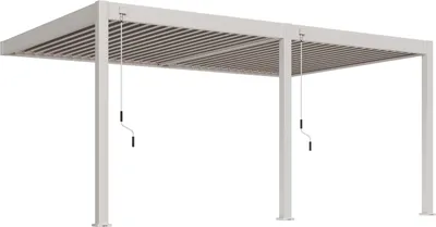 Produktbild von Weide Deluxe Wand-Pergola Voll-Aluminium 3,6x5,3m mit Lamellendach Ivory Sand