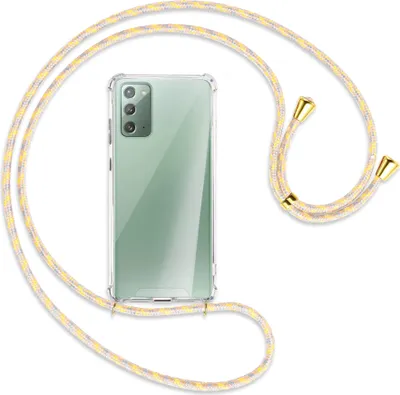 Produktbild von Handykette Backcover-Schutzhülle mit Band (Metall goldfarben) für Samsung Galaxy Note20 4G/5G (N980,N981) - gelb/grau/beige