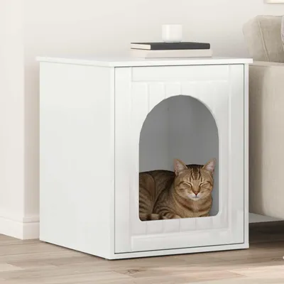 Produktbild von Bestmöbel Katzenhaus Glänzend Weiß 53 x 52 x 62 cm Holzwerkstoff - Kratzbäume CC610390