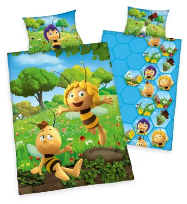 Produktbild von HERDING Biene Maja Kleinkindbettwäsche-Set ‘Maja & Friends’ – 100×135 cm, Renforcé