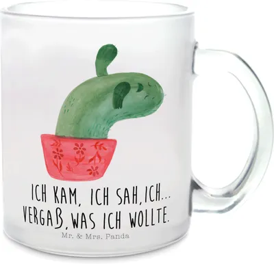 Produktbild von Mr. & Mrs. Panda Haferl Kaktus Mama - Transparent - Geschenk, Tee Tasse, Büro, Glasbecher, Teetasse aus Glas, Motivation, Büroalltag, Kakteen, Quote, Pott