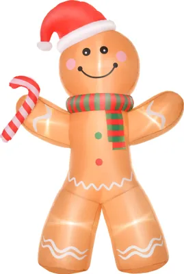 Produktbild von Selbstaufblasender Lebkuchenmann, inkl. Gebläse, Weihnachtsdekoration 2,4 m mit LED-Lichtern