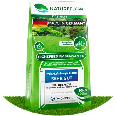 Produktbild von Rasensamen schnellkeimend Frühjahr 10kg 400qm - Schnell wachsender Rasen  Germany - Premium Grassamen schnellkeimend - Rasensaat