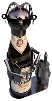 Produktbild von Bierflaschenhalter Metall Wirt Dennis Figuren Bierflasche Deko 0,5l