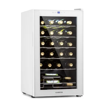 Produktbild von Klarstein Weinkühlschrank, 1 Zonen Getränkekühlschrank Klein, Freistehender Kleiner Weinschrank, 63L Wein-Kühlschrank mit Glastür, Indoor/Outdoor Flaschenkühlschrank, Wine Fridge 24 Flaschen