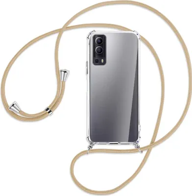 Produktbild von Handykette Backcover-Schutzhülle mit Band (Metall silberfarben) für vivo Y52 5G / Y72 5G / vivo iQOO Z3 - caramel