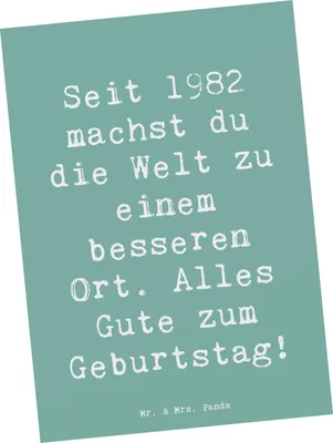 Produktbild von Mr. & Mrs. Panda Postkarte Spruch 1982 Geburtstag - Meeresbrise - Geschenk, Nostalgie, herzliche Geburtstagswünsche, Postkarten, Alles gut zum, Ansichtskarten, Fotokarte