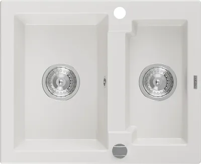 Image de Carlos granit évier 1.5 582x475 mm, blanc, siphon chrome (6518581500-20)