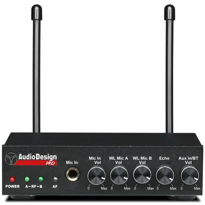 Produktbild von AudioDesign PMU 502M Mischpult mit 2 UHF Funkmikrofonen, Echo & Bluetooth