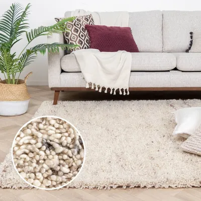 Produktbild von Volero - Hochflor Wollteppich - Royal Creme Meliert - 230x330 cm - Wohnzimmer, Esszimmer, Schlafzimmer - Ländlich, Modern, Skandinavisch