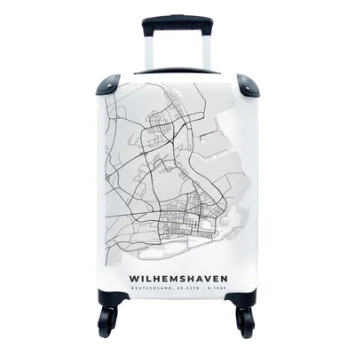 Produktbild von MuchoWow® Koffer Handgepäck Trolley Rollkoffer Kleine Reisekoffer mit 4 Rollen - Stadtplan - Karte - Wilhemshaven - Deutschland - Cabin Size < 55x40x23 cm & 55x40x20 cm - Fotokoffer - Kabinenkoffer - Boardgepäck - Reise-Box - Reisekoffer - Reisegepäck - Koffer mit Bild - Trolley für Kinder