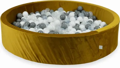 Immagine prodotto di Piscina di palline 600 pezzi 130x30 Velluto oro: bianco, grigio, trasparente