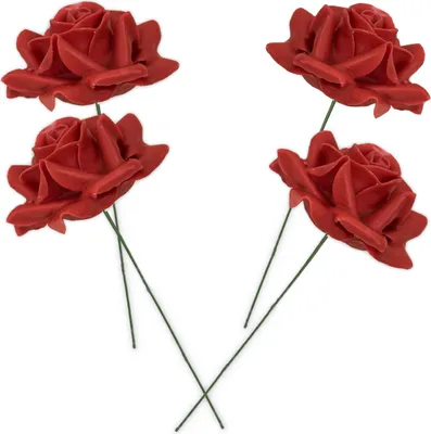 Image de Roses en cire avec tige comme roses artificielles Fleurs de roses en rouge