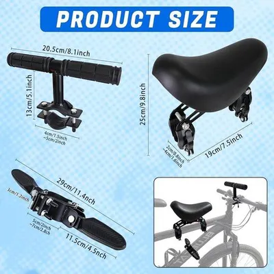 Produktbild von Sattel für Mountainbike, Kindersitz für Fahrräder, geeignet für Kinder im Alter von 2-6 Jahren, MTB-Kindersitz bis 30 kg, komfortabel und sicher, geeignet für Mountainbikes