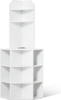 Produktbild von 64" Eck-Aufbewahrungsschrank mit Ladestation, verstellbaren Einlegeböden, weiß