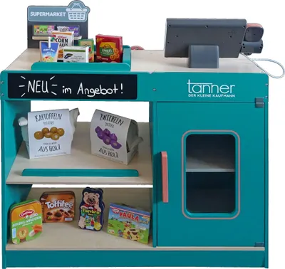 Produktbild von TANNER - Der kleine Kaufmann – Supermarkt-Theke (72 x 72 x 32 cm, Holz) 0354.3