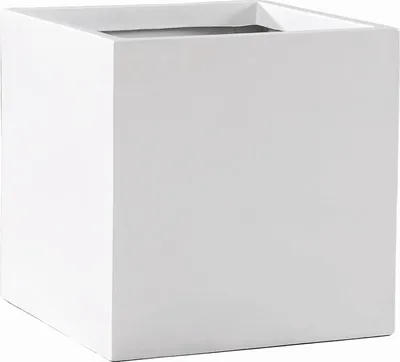 Produktbild von VIVANNO Pflanzkübel Fiberglas BLOCK Würfel, Weiß matt - 40x40x40 cm