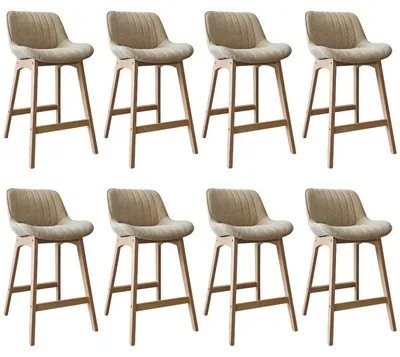 Image de Lot de chaises NORDEN de bar en chêne et tissu velours côtelé H65cm