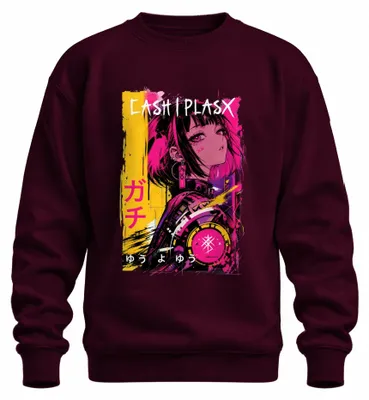 Obrázok produktu pre Tričko s dlhým rukávom, štýl anime, motív cyberpunk, Japonsko, štýl rokov 2000, farba bordová, veľkosť 3XL