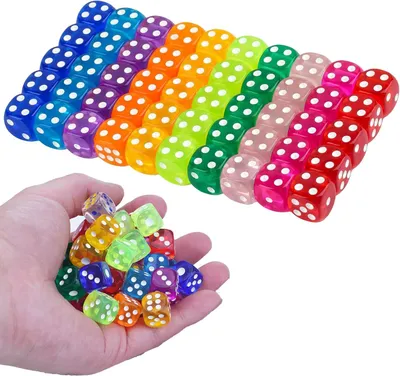 Imagen del producto de Dados D6, de 14 mm, 50 unidades, dados de acrílico de colores para juegos de mesa
