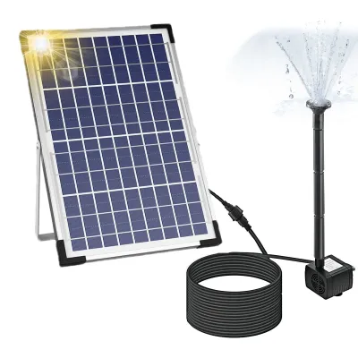 Obrázek produktu pro 10W solární fontánové čerpadlo s velkým solárním panelem 3 trysky max. výška vody 100 cm pro ptačí lázně, akvárium, malé jezírko, zahradní dekorace
