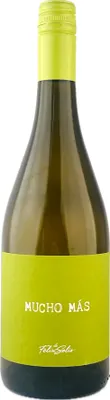 A bottle of white wine against a white background.