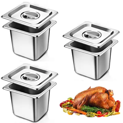Produktbild von Omgoods – Set aus 3 Edelstahl-Aufbewahrungsbehältern für Lebensmittel mit Deckel