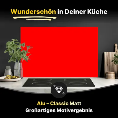 Produktbild von Spritzschutz Küchenrückwand aus Aluminiumverbund in Matt 125x50 cm - Leuchthellrot
