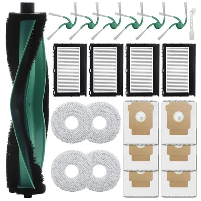 Immagine prodotto di Kit di accessori da 22 pezzi per aspirapolvere robot iRobot Roomba Plus Combo, composto da: 1 spazzola principale, 6 spazzole laterali, 4 filtri HEPA, 6 sacchetti per la polvere, 4 panni in microfibra per la pulizia e 1 spazzola per la pulizia