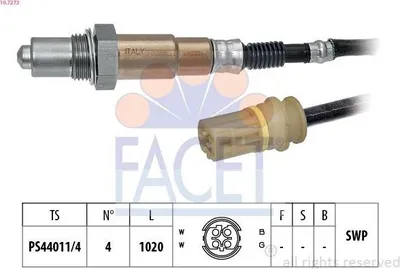 Produktbild von FACET Lambdasonde für BMW 3 Limousine (E46) Beheizt Planarsonde 1020mm 10.7273