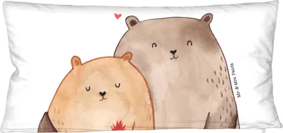 Produktbild von Mr. & Mrs. Panda Kuschelkissen Bären Liebe - Weiß - Geschenk, Pärchen Kissen, Kuscheln, Bär, Partnerkissen, Freundin, Hochzeitstag, Umarmen, Blume, Liebeskissen